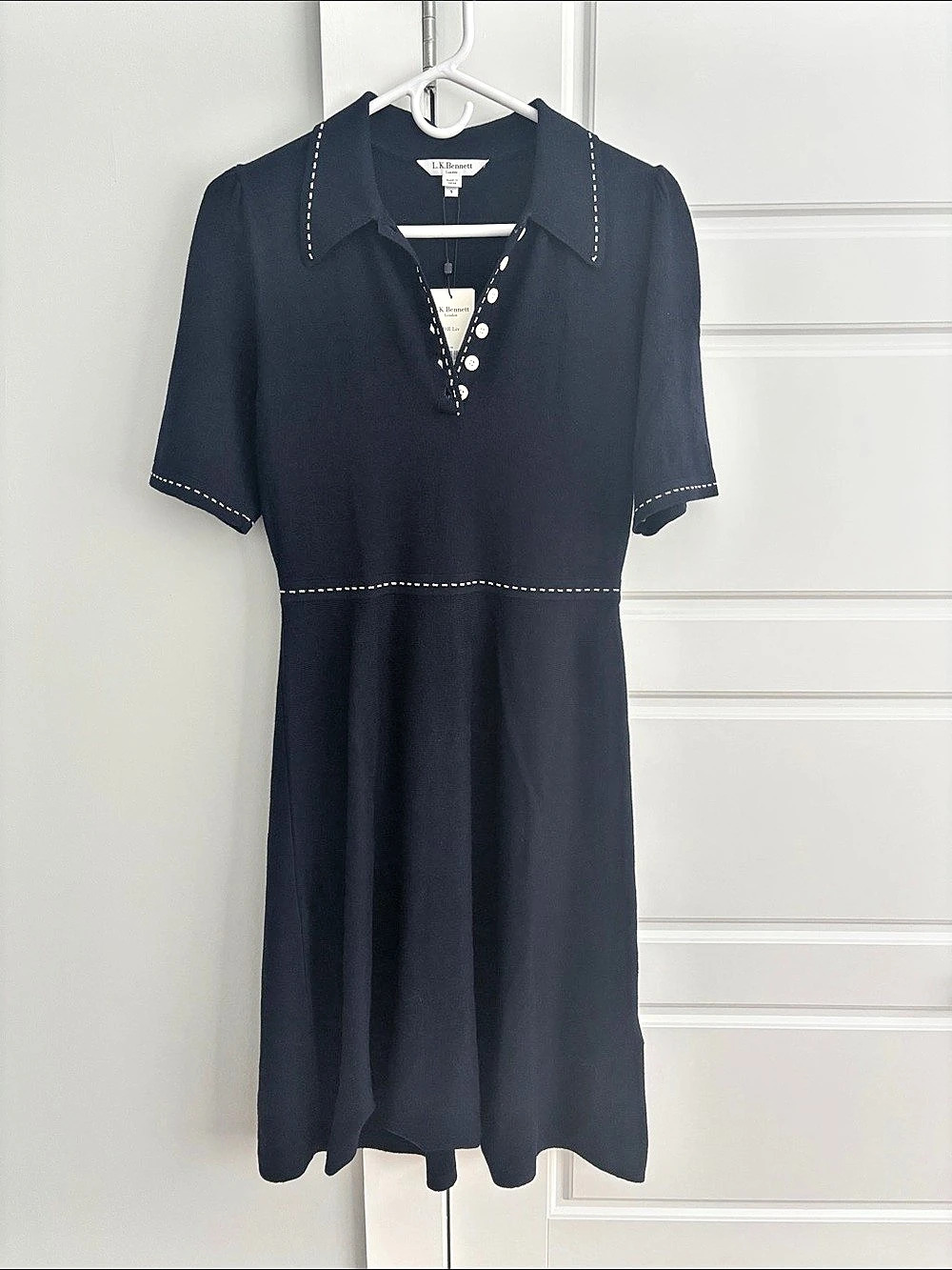 L.K.Bennett Liv Dress Collared Midi Blue Small